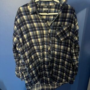 Blue Plaid Men's Casual Button Down Shirt